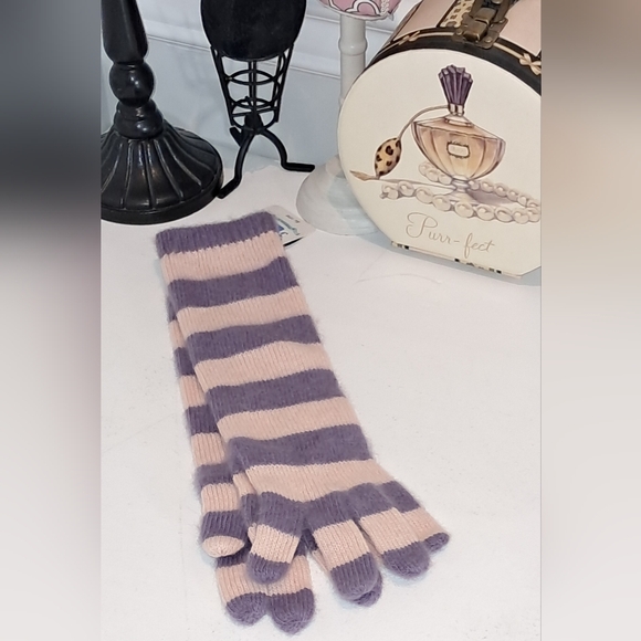 Portolano Purple & Pink 100% Cashmere Winter Gloves OSFM NWT - Picture 3 of 4